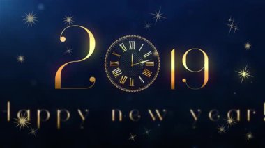 Mutlu yeni yıl 2019 saat animasyon