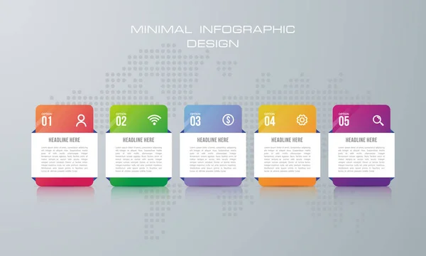 Šablona Infografika Možnostmi Pracovním Postupem Výtažkovými Grafy Designem Návrhu Infographics — Stockový vektor