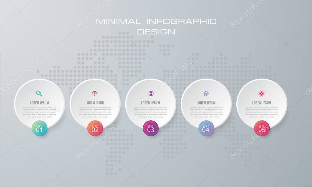 Infographic template with 5 options, workflow, process chart,Timeline infographics design vector and marketing icons can be used for workflow layout, diagram, annual report, web design, steps or processes. - Vector 