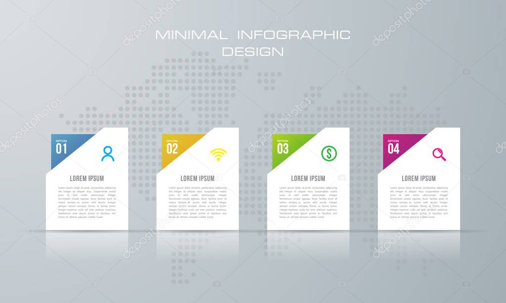 Infographic template with 4 options, workflow, process chart,Timeline infographics design vector  can be used for workflow layout, diagram, annual report, web design, steps or processes. - Vector