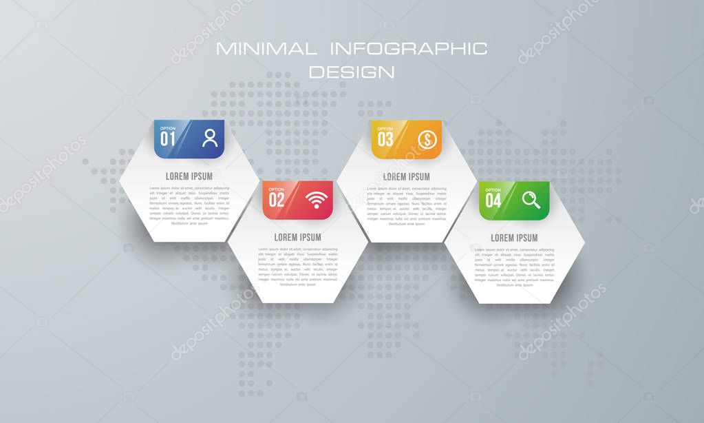 Infographic template with 4 options, workflow, process chart,Timeline infographics design vector  can be used for workflow layout, diagram, annual report, web design, steps or processes. - Vector