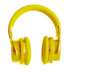 Sarı kulaklıklar izole müzik ses ekipmanları kopya alanı 