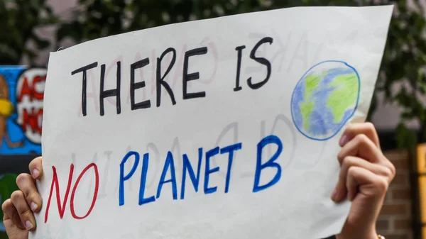 Planet B climate change march banner — Stock Photo, Image