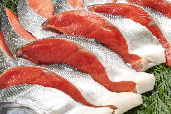 Filetti Salmone Freschi Deliziosi — Foto Stock