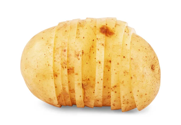 Batatas Isoladas Corte Vegetais Batata Crua Isolados Fundo Branco Com — Fotografia de Stock