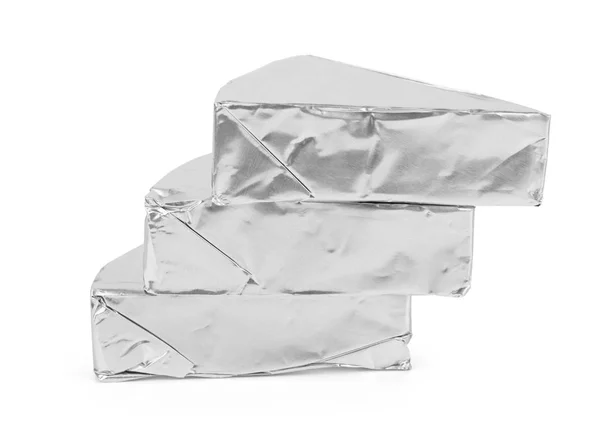 Prázdné Trojúhelníkové Tavený Sýr Nol Jídel Izolovaných Bílém Pozadí — Stock fotografie