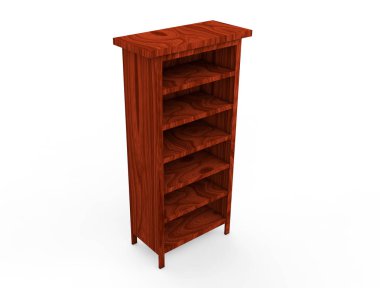 Ahşap raf arka plan üzerinde izole ayarlayın. 3D render