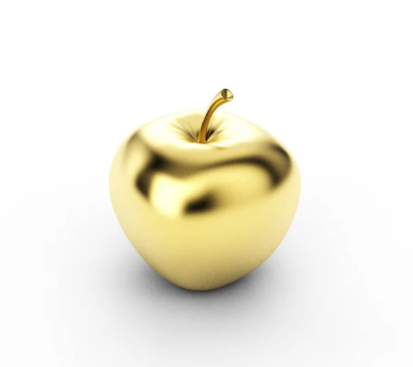 Golden Apple White Background High Resolution Render — Stock Photo, Image