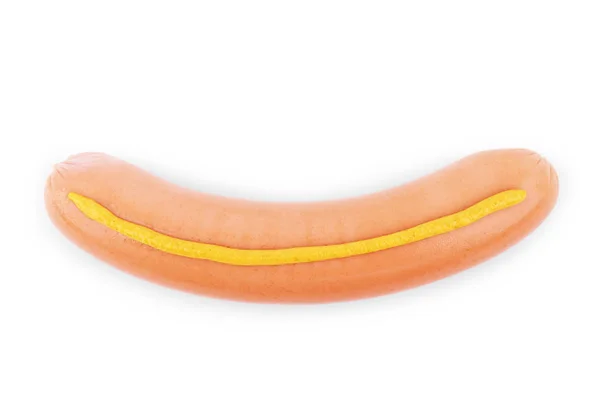 Wurst Und Senf Isoliert Auf Weißem Hintergrund — Stockfoto