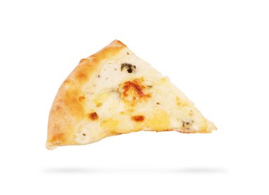 Taze İtalyan klasik orijinal pizza beyaz arka planda izole edilmiş.