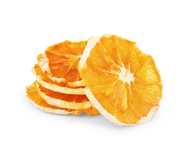 Fehér Alapon Izolált Szárított Narancsszeletek — Stock Fotó