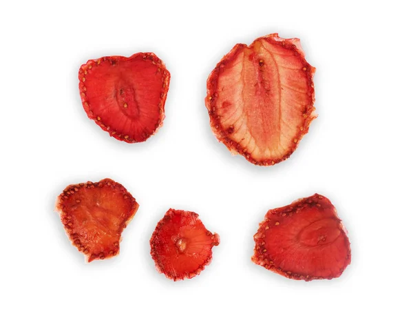 Dehydrated Strawberries Isolated White Background — Stock Photo, Image