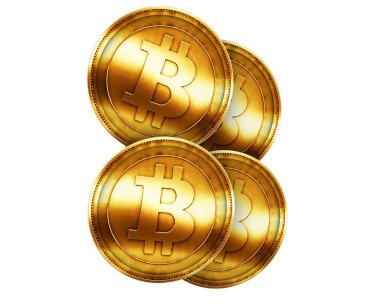 Bitcoin işaretli altın para. 3d oluşturma.