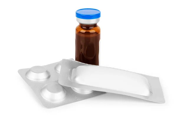 Fehér Gyógyszer Tabletták Tablettát Elszigetelt Fehér Background — Stock Fotó