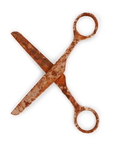 Old Rusty Scissors Isolated White — Stock Photo, Image