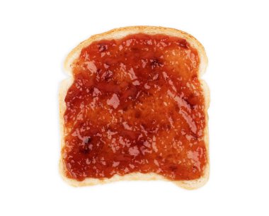 beyaz zemin üzerine reçel ile tost