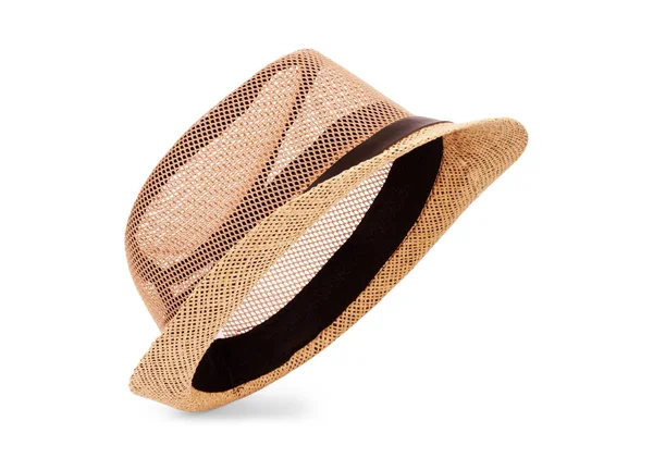 Vintage Straw Hat Fasion Dla Mężczyzna Białym Tle — Zdjęcie stockowe