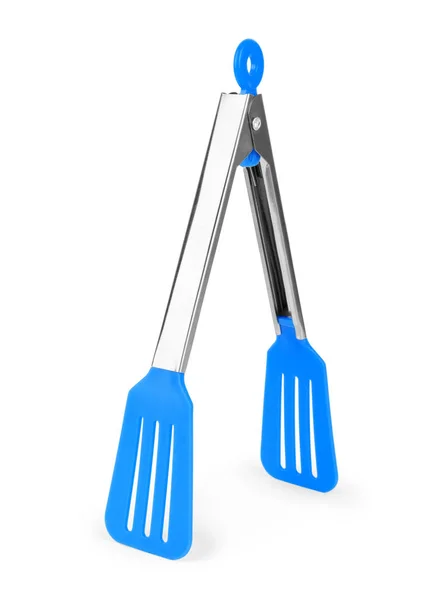 Serving kitchen tongs on white background