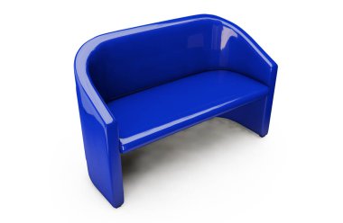 Beyaz arka plan 3d render mavi koltukta