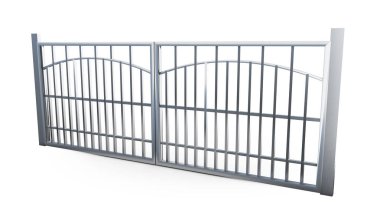 Bariyer üzerinde beyaz izole kalabalık. 3D çizim