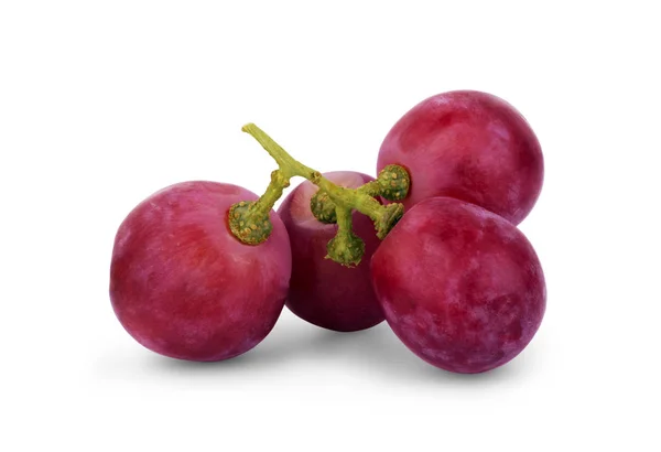 Czerwone Winogrona Liściem Izolowanym Białym Tle — Zdjęcie stockowe