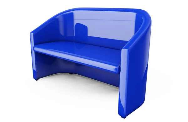 青いソファの白い背景 のレンダリング — ストック写真