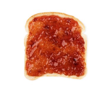 beyaz zemin üzerine reçel ile tost