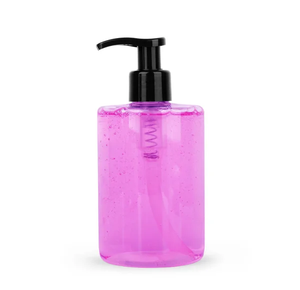 Purple Plastic Bottles Bathroom White Background — Stock Photo, Image