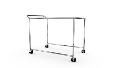 Bagaj arabası yan izole üzerinde beyaz arka plan görüntülemek. 3D render