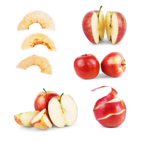 Jablka Bílém Pozadí Sada — Stock fotografie