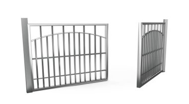 Bariyer üzerinde beyaz izole kalabalık. 3D çizim