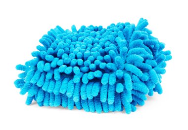 Mavi mikrofiber mop iplikçikleri doku ve arka plan üzerinde