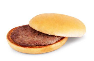 Beyaz zemin üzerinde bir pirzola ile ekmek