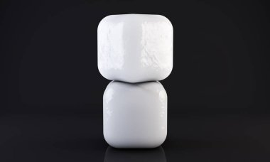 siyah background.3d düşen buz küpleri işlemek.