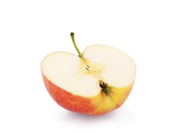 Свіже Червоне Яблуко Ізольовано Білому Відсічним Контуром — стокове фото