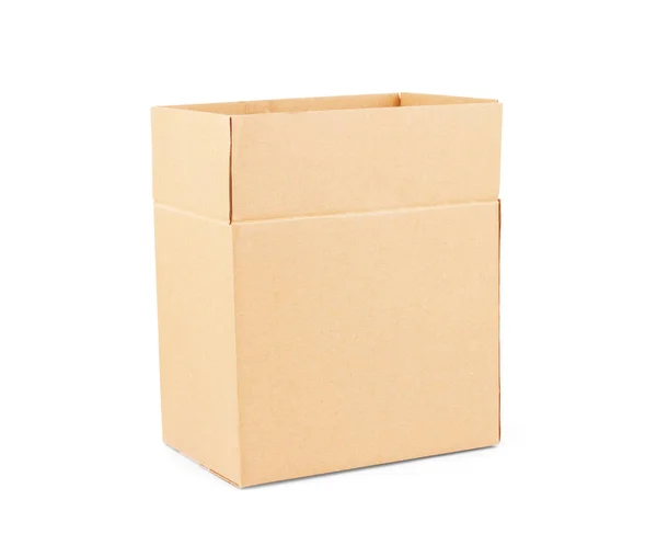 Caixa Papelão Isolada Branco — Fotografia de Stock