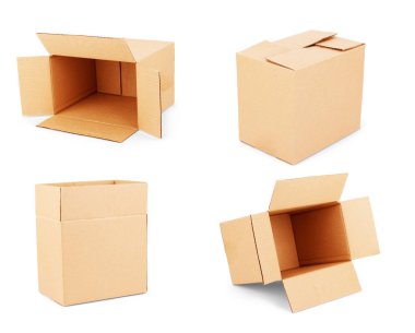 Cardboard box isolated on white set clipart