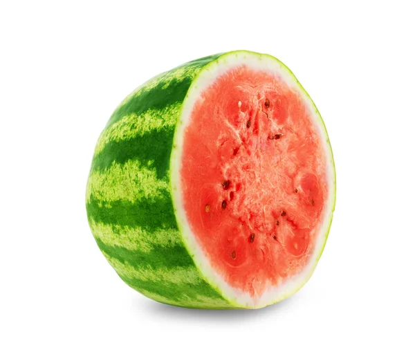 Half Red Juicy Watermelon Rotated Isolated White Background — Stock Photo, Image