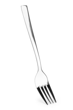 Metal çatal beyaz arkaplanda izole
