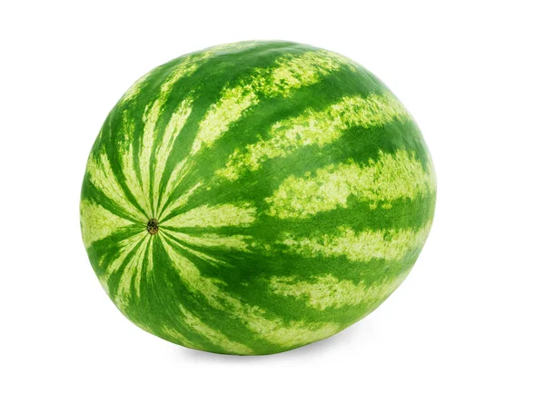 Ripe Single Full Watermelon Berry Isolated White Background One Whole — Stock Photo, Image