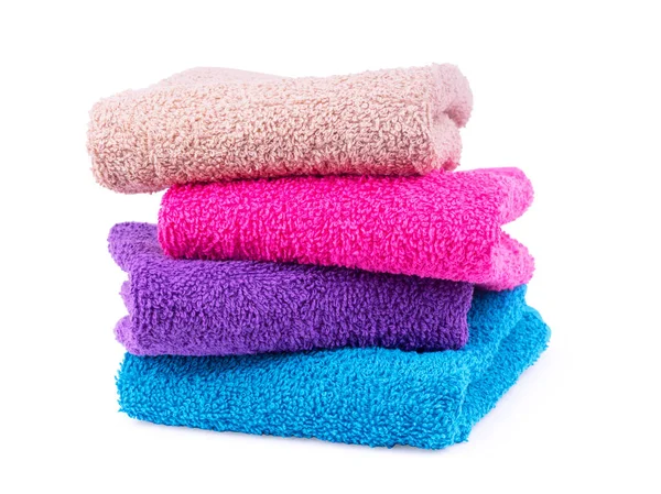 Multicolored Towels White Background Stock Picture