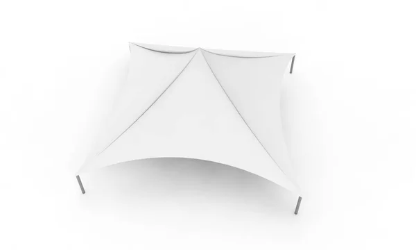 3D render clean white canopy, tent for outdoor activity and canvas, pipe structure in isolated background with work paths, clipping paths included