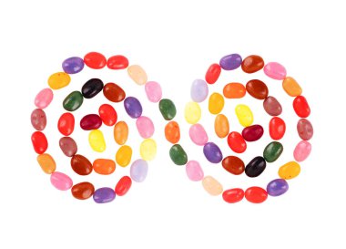 Beyaz bir arka plan üzerinde sonsuz şeklinde jöle fasulye