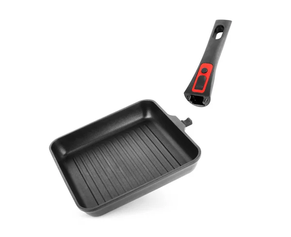 Grill Pan Elszigetelt Fehér Alapon — Stock Fotó