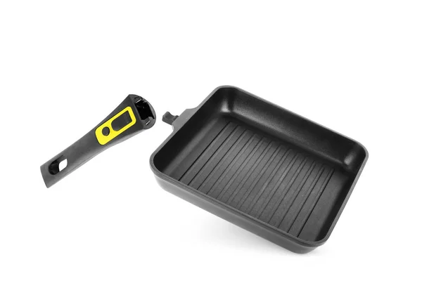 Grill Pan Elszigetelt Fehér Alapon — Stock Fotó