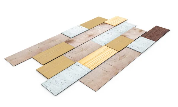 3d render of pine wood floor tiling assembly