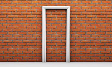 Hiçbir yerde üzerinde beyaz odada hiçbir şekilde 3d render dışarı kapı