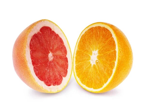 Fél Lédús Grapefruit Narancs Fehér Alapon — Stock Fotó