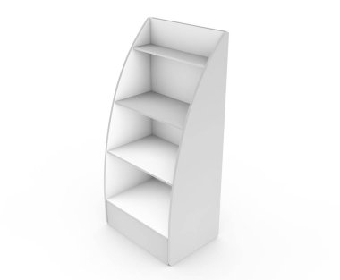 Beyaz arka plan üzerinde 3d render izole reklam standı