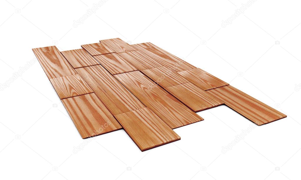 3d render of pine wood floor tiling assembly